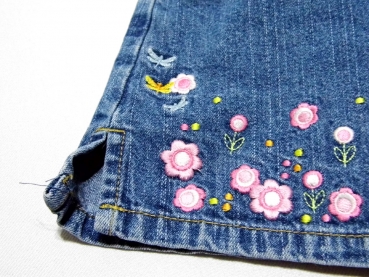 Jeansrock Gr. 86 H&M blau mit Blumenstickerei