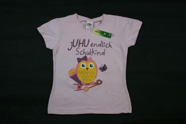 T-Shirt Gr. 116/122 Fruit of the loom rosa Eule Schulkind