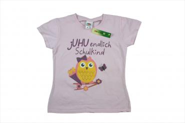 T-Shirt Gr. 116/122 Fruit of the loom rosa Eule Schulkind