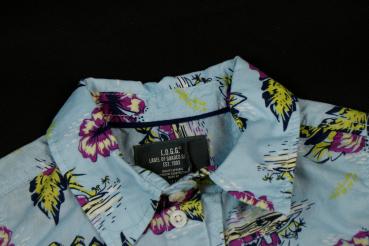 Hawaihemd Gr. 110/116 H&M hellblau mit Blumen