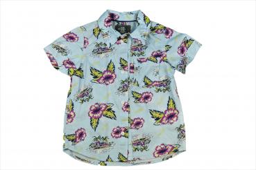 Hawaihemd Gr. 110/116 H&M hellblau mit Blumen