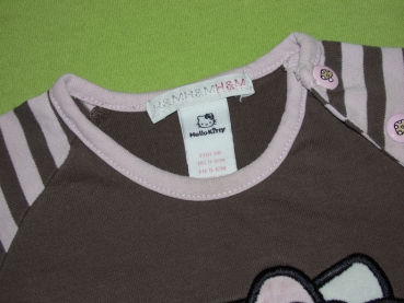 Ringelshirt Gr. 74/80 H&M Hello Kitty braun rosa