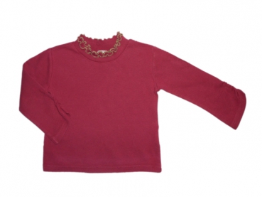 Sweatshirt Gr. 86 C&A bordeaux mit olvifarbenem Wellensaum