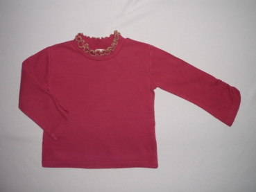 Sweatshirt Gr. 86 C&A bordeaux mit olvifarbenem Wellensaum