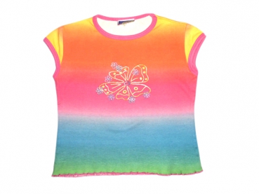 T-Shirt Gr. 92 Topolino bunt mit Wellensaum und Glitzerblume