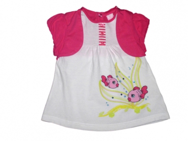 T-Shirt Gr. 68/74 mit Bolero pink und weiß mit Fischen