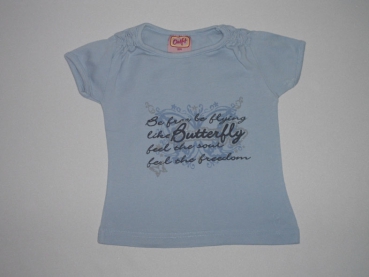 T-Shirt Gr. 92 hellblau mit Schrift und Glitzer