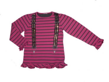 Ringelshirt Gr. 104 Topolino pink mit Hosenträgern und Pailetten