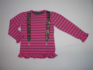 Ringelshirt Gr. 104 Topolino pink mit Hosenträgern und Pailetten