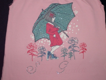 T-Shirt Gr. 92 Nonstop altrosa mit Regenschirm und Strasssteinchen – süß