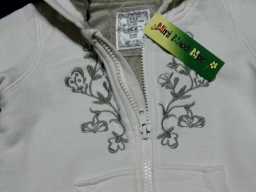 Kuschelfleecejacke Gr. 80/86 H&M weiß/grau mit Blumenstickerei