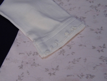 Langarmshirt Gr. 80/86 weiß/rosa mit Wellensaum