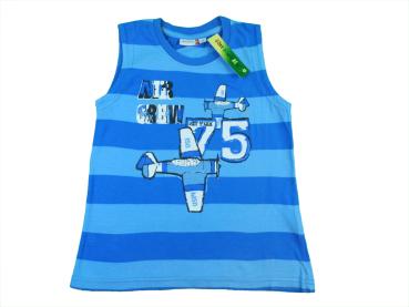 Achselshirt Gr. 122 NKD blau Blockstreifen Flugzeuge