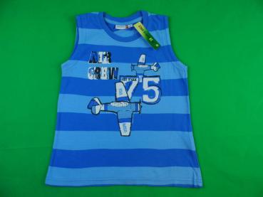 Achselshirt Gr. 122 NKD blau Blockstreifen Flugzeuge