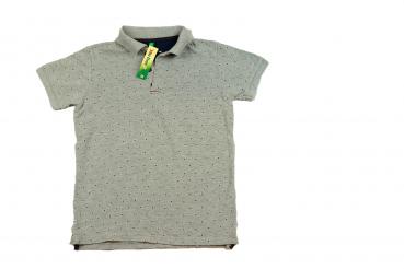 Poloshirt Gr. 140/146 Benetton grau mit Muster