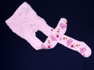 Thermostrumpfhose Gr. 74/80 rosa mit Vögeln und Blumen