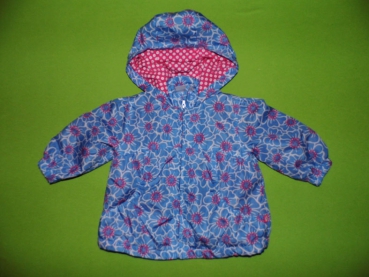 Anorak Gr. 68 blau mit Blumen fleecegefüttert