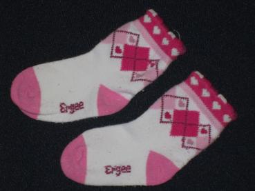 Socken 11cm Gr. 18-19 weiß/rosa Rauten