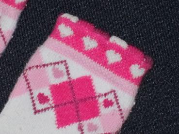 Socken 11cm Gr. 18-19 weiß/rosa Rauten