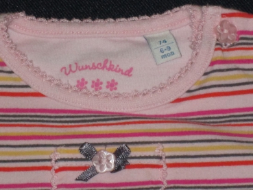 Stretchshirt Gr. 68 Bob der Bär geringelt rosa mit Tasche