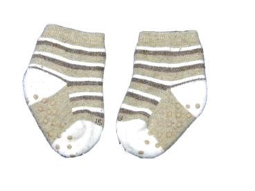 Stoppersocken Newborn braun/weiss