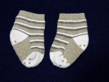 Stoppersocken Newborn braun/weiss