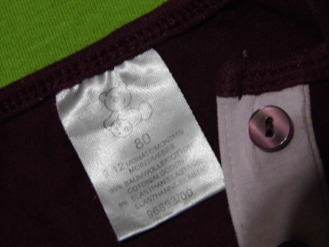 Stretchshirt Gr. 74/80 bordeaux mit Tasche