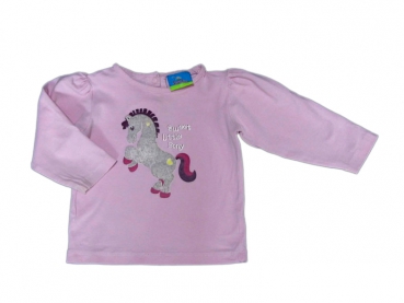 Stretchshirt Gr. 74 Topolino rosa mit Velourpferdchen