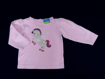 Stretchshirt Gr. 74 Topolino rosa mit Velourpferdchen