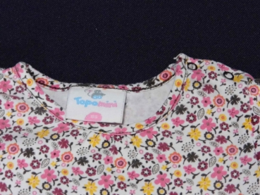 Langarmshirt Gr. 80 Topomini braun rosa mit Blümchen und geringelten Armen