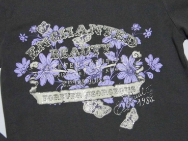 Langarmshirt Gr. 158 C&A grau mit Glitzerblumen und Schmetterlingen