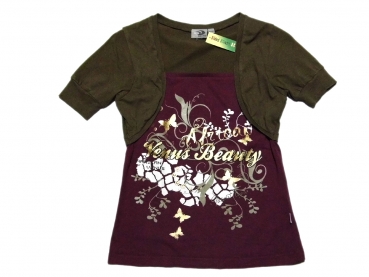 T-Shirt Gr. 140/146 K&L Ruppert bordeaux/oliv Bolero Blumendruck