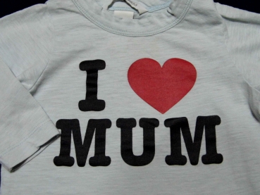 Langarmshirt Gr. 68 H&M hellblau – I love mum