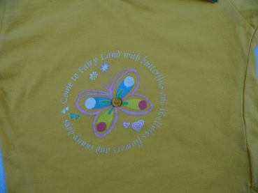 T-Shirt Gr. 80 gelb mit Schmetterling und Knopf