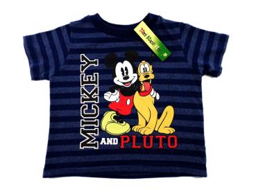 T-Shirt Gr. 74/80 Disney blau/grau gestreift mit Mickey Mouse