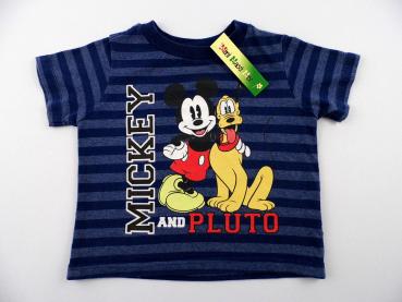 T-Shirt Gr. 74/80 Disney blau/grau gestreift mit Mickey Mouse