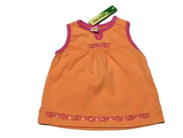 Sommershirt Gr. 68 ärmellos orange mit kleinen rosa Elefanten