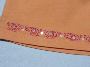 Sommershirt Gr. 68 ärmellos orange mit kleinen rosa Elefanten