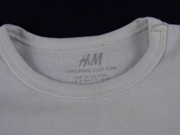 Langarmshirt Gr. 74 H&M Bio weiß einfarbig