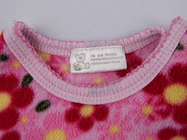 Fleecepullover Gr. 74 rosa mit roten Blumen