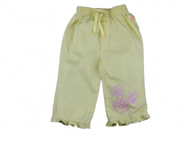 Sommerjeans Gr. 74 cremegelb mit rosa Bienchen