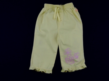 Sommerjeans Gr. 74 cremegelb mit rosa Bienchen