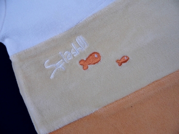 Samt T-Shirt Gr. 68/74 weiß/orange mit Hündchen