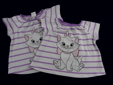 T-Shirt Gr. 68 H&M weiß/lila mit Katze