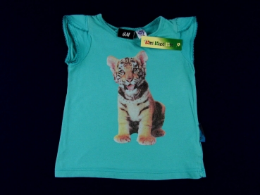 Flügelshirt Gr. 80/86 H&M grün mit kleinem Tiger