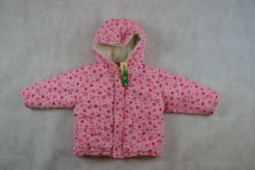 Winteranorak Gr. 80 rosa mit pinken Herzen, fleecegefüttert