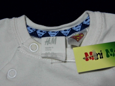 Langarmbody Gr. 50 H&M Stretch weiß Superman