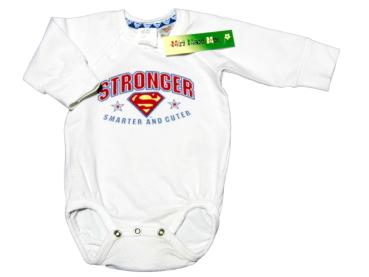 Langarmbody Gr. 50 H&M Stretch weiß Superman