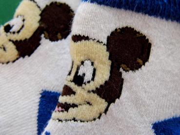 Newborn Socken blau/weiß mit Micky Maus