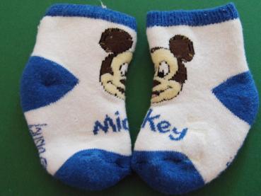 Newborn Socken blau/weiß mit Micky Maus